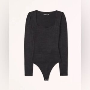 Abercrombie & Fitch Black Long Sleeve Square Neck Bodysuit